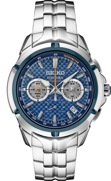 Stainless Steel Coutura Quartz Chronograph with Blue Dial